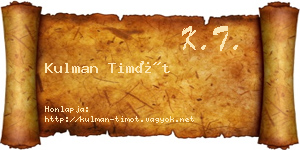 Kulman Timót névjegykártya
